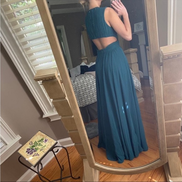 Lulus Green Formal Dress Gown Prom Wedding Cut-out - Picture 2 of 10